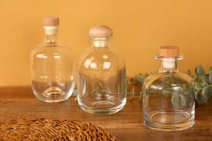 Bouteille en verre 370 ml avec bouchon en silicone avec tête en bois-3