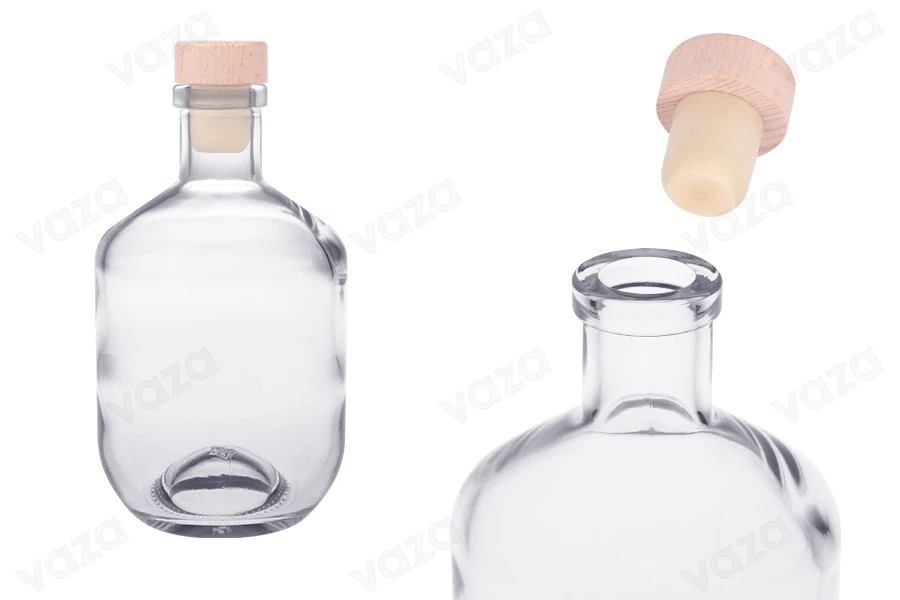 Glass bottle 330 ml with silicone cork and wooden head-image_product