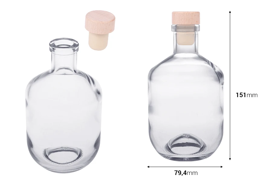 Bottiglia in vetro da 330 ml con tappo in silicone e testa in legno