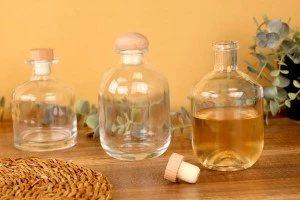 330 ml Glasflasche mit Silikonstopfen und Holzkopf-3