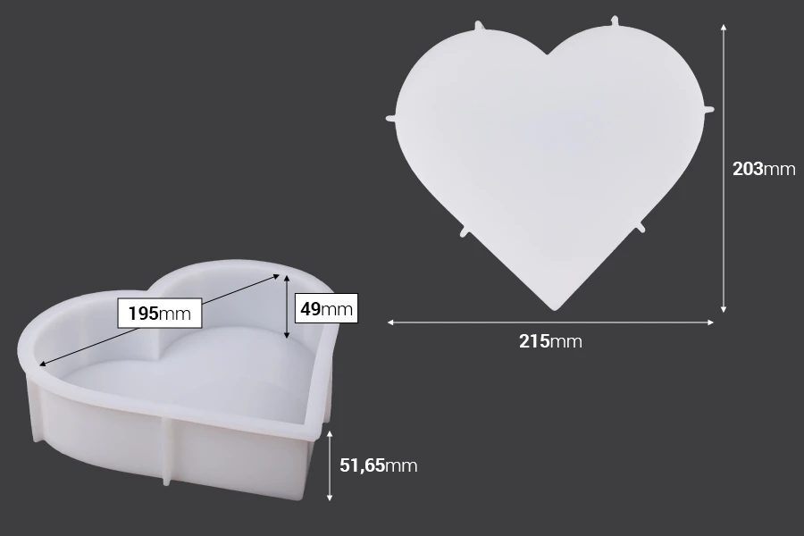 Moule en silicone pour résine époxy en forme de coeur