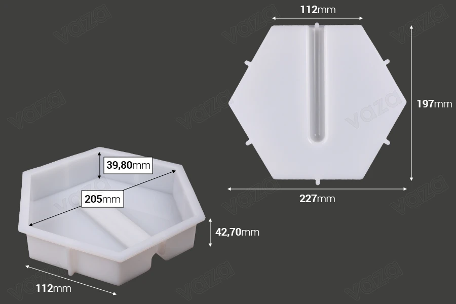 Stampo per colata in silicone a forma esagonale da portaprovette-dimensioni_immagine