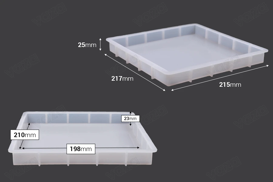 Καλούπι σιλικόνης Τετράγωνος Δίσκος 215x217x25 mm-εικόνα_διαστάσεις