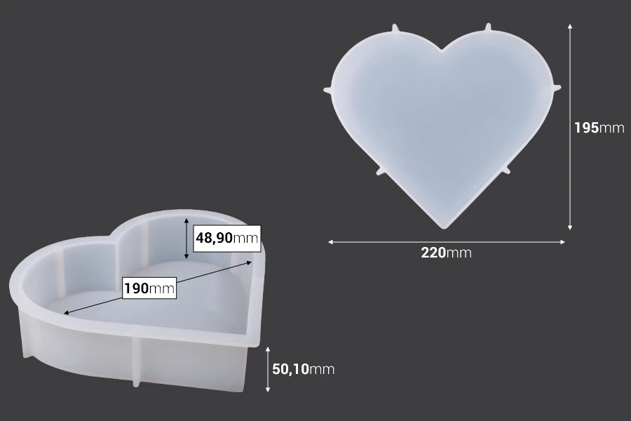 Stampo in silicone morbido a forma di Cuore profondo per resina epossidica Stampo in silicone morbido a forma di Cuore profondo per resina epossidica