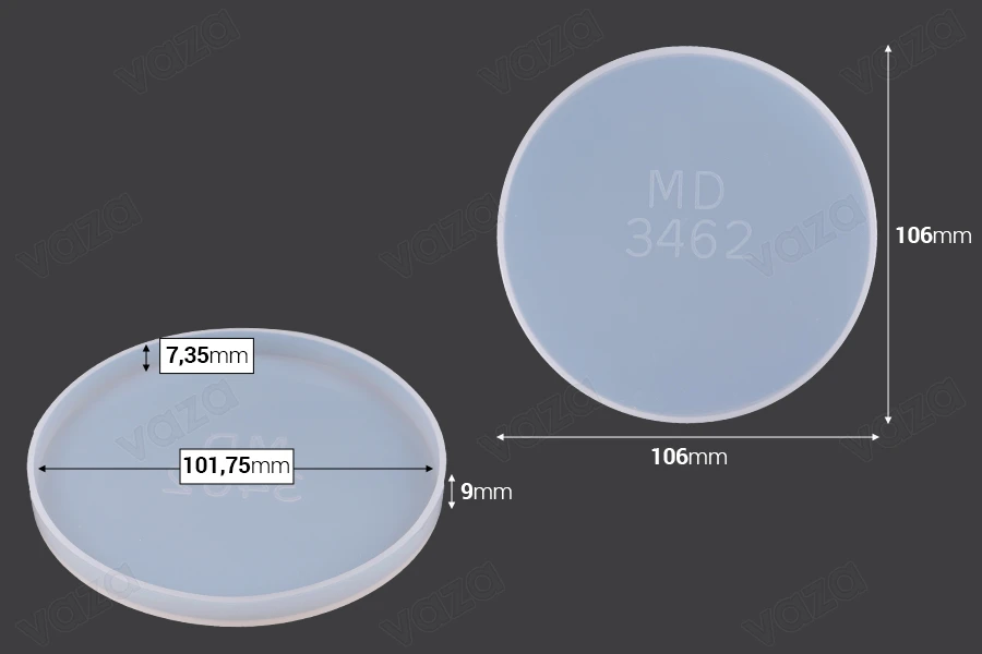 Moule en silicone pour sous-verre Rond Moule en silicone pour sous-verre Rond-εικόνα_διαστάσεις