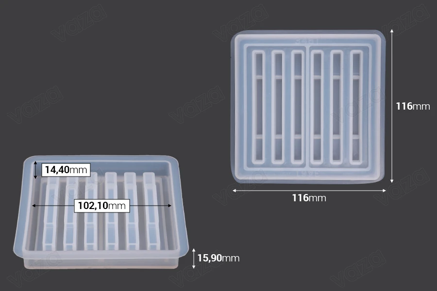 Set mit 5 Formen zur Herstellung von Untersetzern und Aufbewahrungsbox-bildgruppe