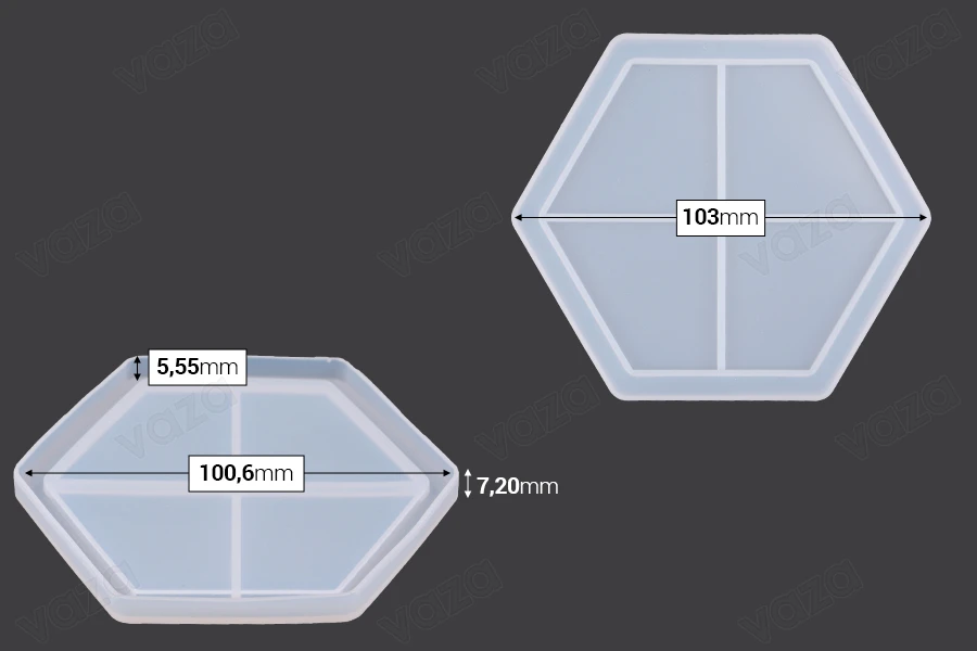 Stampo Esagonale in silicone per sottobicchieri-dimensioni_immagine