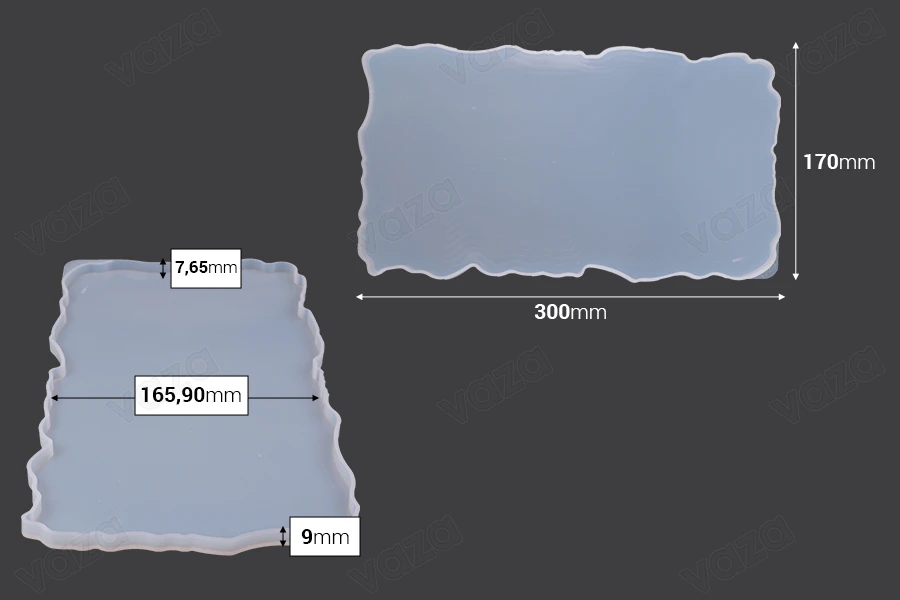 Moule Irrégulier en Silicone pour Plateaux 300x170mm Moule Irrégulier en Silicone pour Plateaux 300x170mm-photo_dimensions