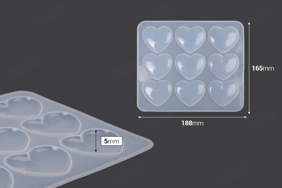Stampo in silicone a forma di cuore 188x165 mm Stampo in silicone a forma di cuore 188x165 mm-dimensioni_immagine