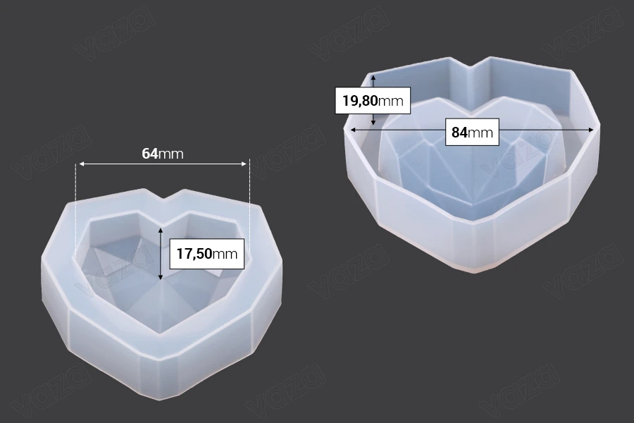 Καλούπι σιλικόνης Γεωμετρική Καρδιά 88x87 mm-εικόνα_διαστάσεις