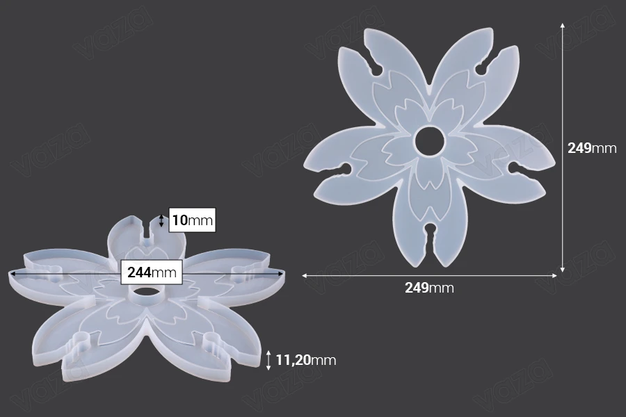 Stampo in silicone per Porta Bicchiere di Vino a forma Floreale (5 bicchieri)-dimensioni_immagine