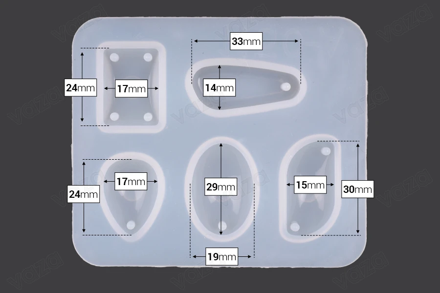 SET di stampi in silicone di varie forme per realizzare portachiavi e gioielli - 3 pezzi SET di stampi in silicone di varie forme per realizzare portachiavi e gioielli - 3 pezzi-εικόνα_διαστάσεις
