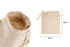 Beutel 80x100mm Baumwolle in Beige - 50 Stück-2