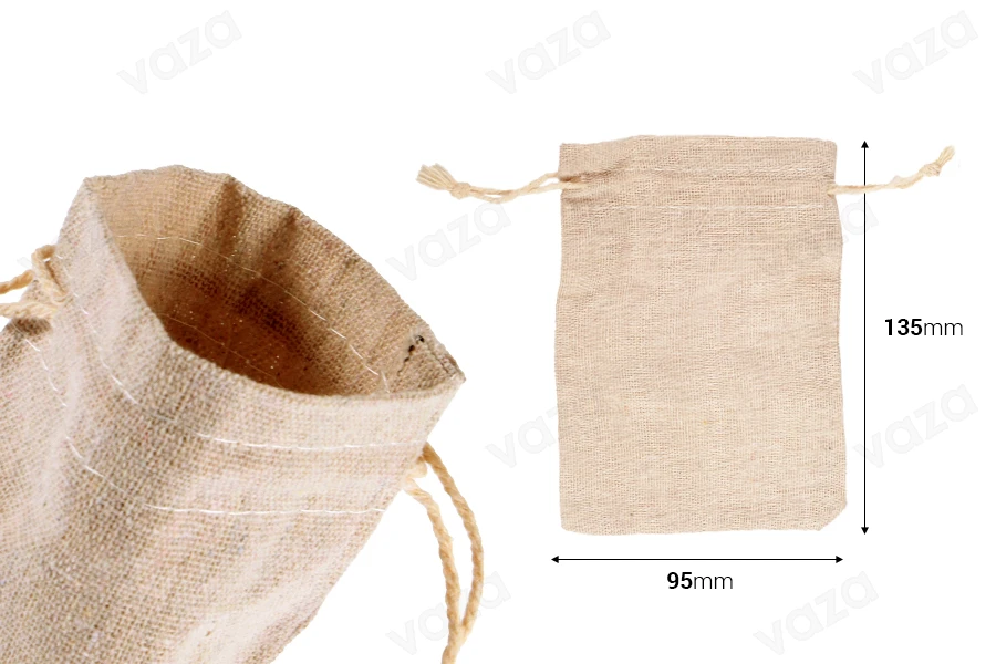 Πουγκάκι 95x135 mm βαμβακερό σε χρώμα μπεζ - 50 τμχ-εικόνα_διαστάσεις