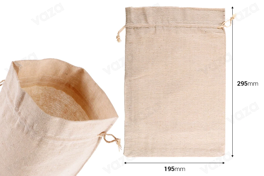 Tasche 195x295mm Baumwolle in Beige - 50 Stück-bildabmessungen