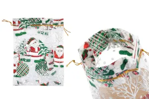 Sachet organza blanc de Noël 130x180 mm - 50 pcs-1