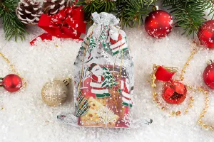 Sachet organza blanc de Noël 200x300 mm - 25 pcs-3