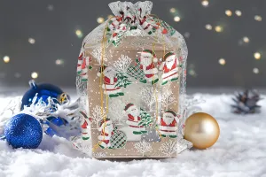Sachet organza blanc de Noël 270x370 mm - 25 pcs-3