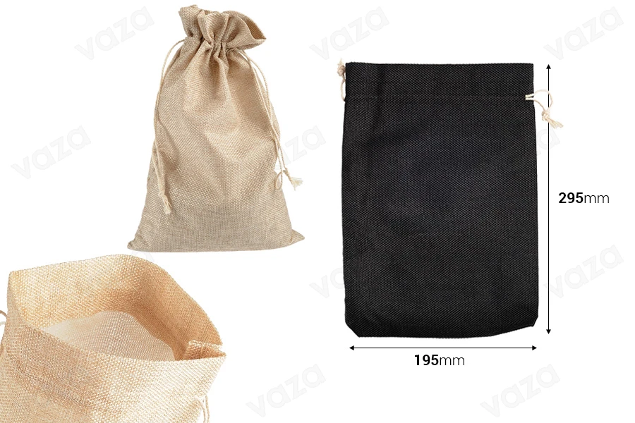 Pouch 195x295 mm made of linen fabric in various colors with drawstring-image_dimensions