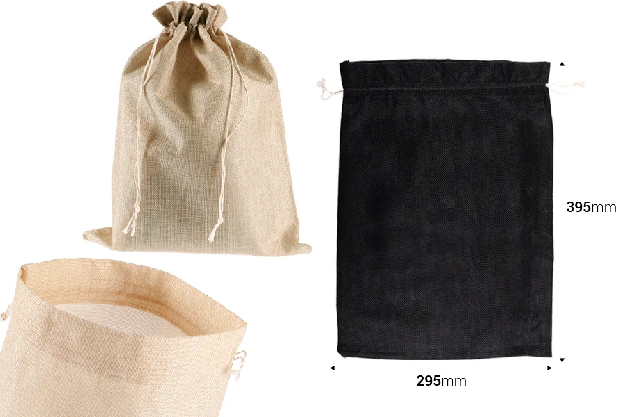 Beutel 295x395 mm aus Leinenstoff in verschiedenen Farben mit Kordelzug