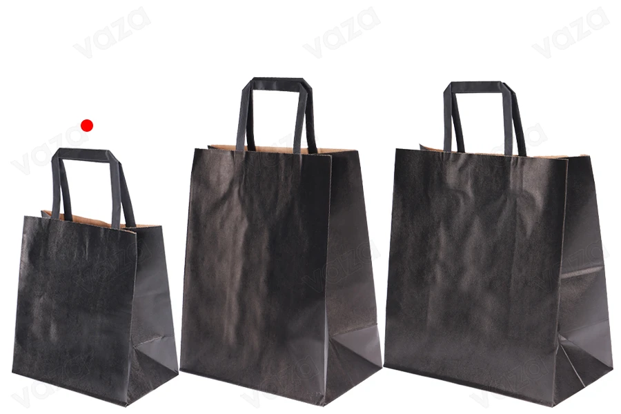 Paper gift bag 180x110x200 mm in black color with handle - 12 pcs Paper gift bag 180x110x200 mm in black color with handle - 12 pcs-image_group
