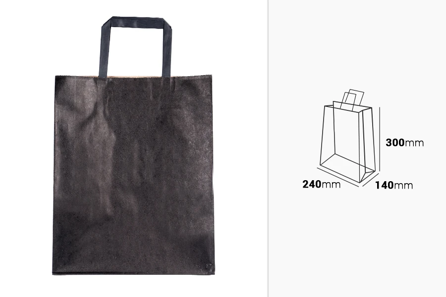 Σακούλα δώρου χάρτινη 240x140x300 mm σε μαύρο χρώμα με χερούλι - 12 τμχ