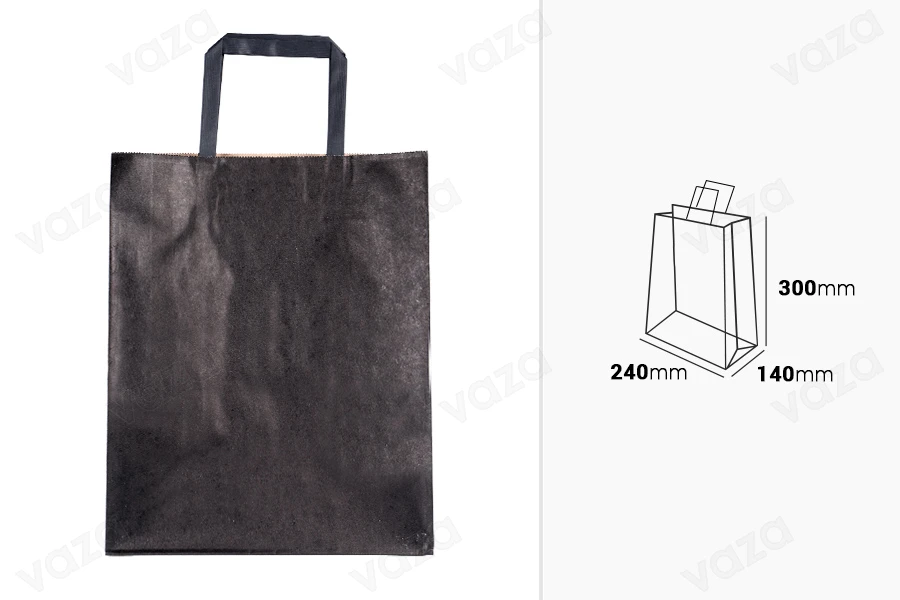 Σακούλα δώρου χάρτινη 240x140x300 mm σε μαύρο χρώμα με χερούλι - 12 τμχ-εικόνα_διαστάσεις