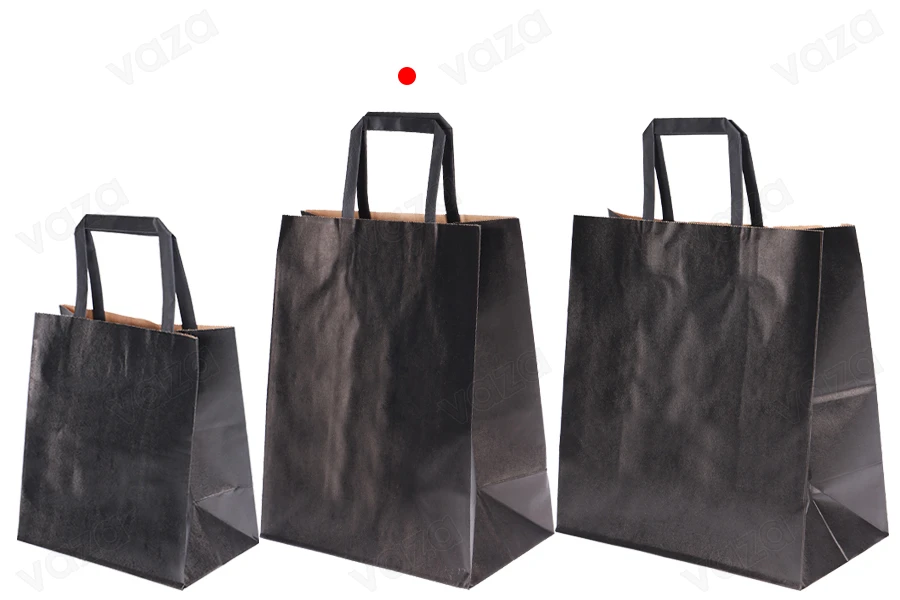 Σακούλα δώρου χάρτινη 240x140x300 mm σε μαύρο χρώμα με χερούλι - 12 τμχ-εικόνα_σύνθεση