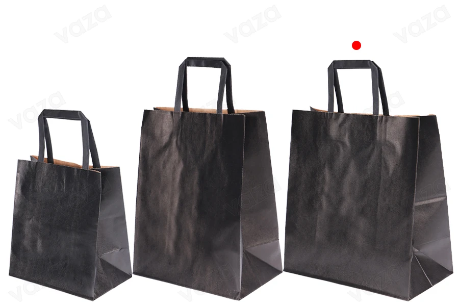 Σακούλα δώρου χάρτινη 280x150x300 mm σε μαύρο χρώμα με χερούλι - 12 τμχ-εικόνα_σύνθεση