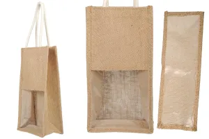 Sac de transport écologique pour 2 bouteilles de vin avec poignée et fenêtre - 5 pcs-1