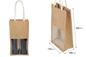 Sac de transport écologique pour 2 bouteilles de vin avec poignée et fenêtre - 5 pcs-2