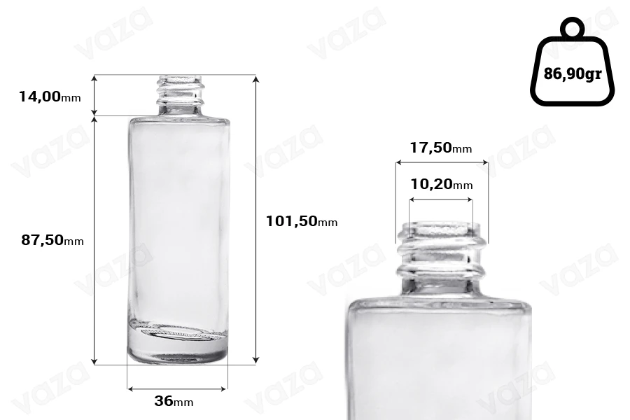 Round glass bottle (18/415) for perfumes 50ml - (minimum order: 1 box) Round glass bottle (18/415) for perfumes 50ml - (minimum order: 1 box)-image_dimensions