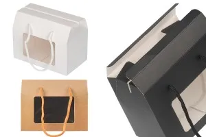 Paper box - gift bag 150x90x115 mm with string and window in various colors - 12 pcs-1