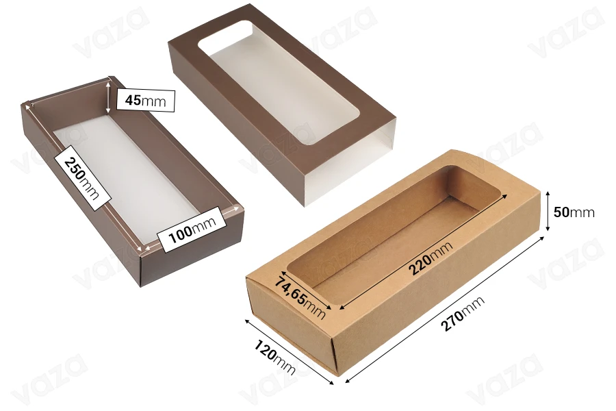 Kraft paper drawer box 270x120x50 mm with window - 12 pcs Kraft paper drawer box 270x120x50 mm with window - 12 pcs-image_group
