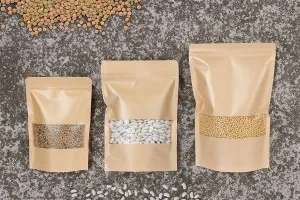 Σακουλάκια κραφτ τύπου Doy Pack 100x30x150 mm, με κλείσιμο zip, παράθυρο, εσωτερική και εξωτερική διάφανη επένδυση και δυνατότητα σφράγισης με θερμοκόλληση - 100 τμχ-4