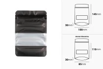 Σακουλάκια αλουμινίου τύπου Doy Pack, με κλείσιμο "zip", παράθυρο και δυνατότητα σφράγισης με θερμοκόλληση 100x30x145 mm - 100 τμχ Σακουλάκια αλουμινίου τύπου Doy Pack, με κλείσιμο "zip", παράθυρο και δυνατότητα σφράγισης με θερμοκόλληση 100x30x145 mm - 100 τμχ