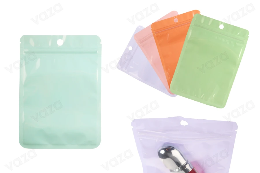 Plastic bags with zip closure 105x150 mm in various colors, transparent front side and heat sealing possibility - 100 pcs.-image_product