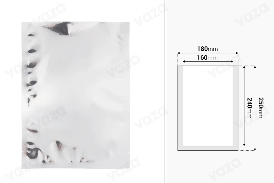 Σακουλάκια αλουμινίου 180x250 mm με δυνατότητα σφράγισης με θερμοκόλληση - 100 τμχ-εικόνα_διαστάσεις