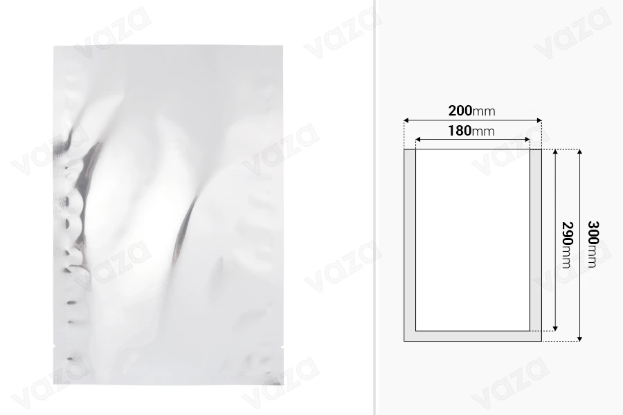 Σακουλάκια αλουμινίου 200x300 mm με δυνατότητα σφράγισης με θερμοκόλληση - 100 τμχ Σακουλάκια αλουμινίου 200x300 mm με δυνατότητα σφράγισης με θερμοκόλληση - 100 τμχ-εικόνα_διαστάσεις