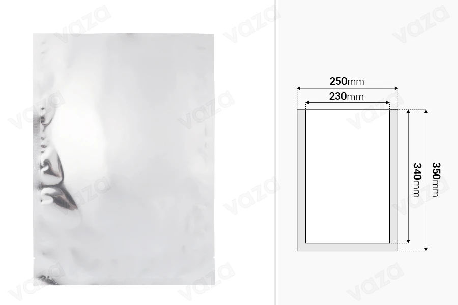 Σακουλάκια αλουμινίου 250x350 mm με δυνατότητα σφράγισης με θερμοκόλληση - 100 τμχ-εικόνα_διαστάσεις