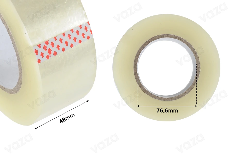Self-adhesive packaging tape silent transparent with 48 mm width and 200 m length - 6 pcs-image_dimensions
