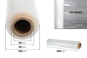 Film trasparente per l&#39;avvolgimento dei pallet (film estensibile) - Larghezza: 500 mm, peso: 2,5 kg-2