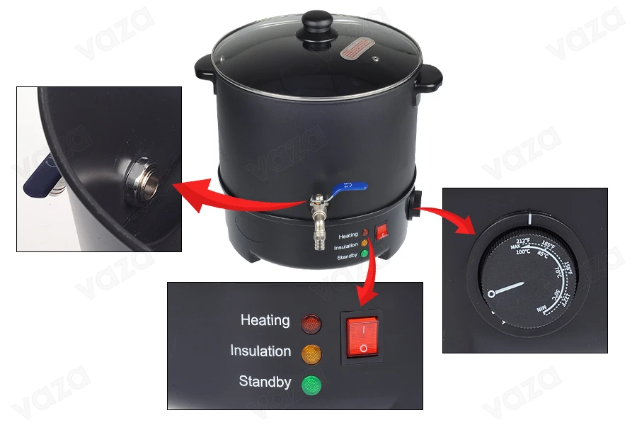 10 L wax melting - liquefaction machine with heating option and metal tap 10 L wax melting - liquefaction machine with heating option and metal tap-image_group