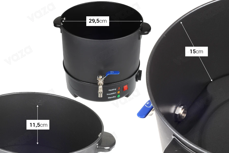 10 L wax melting - liquefaction machine with heating option and metal tap 10 L wax melting - liquefaction machine with heating option and metal tap-image_dimensions
