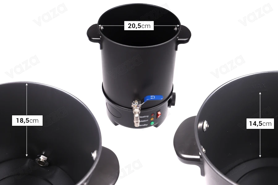 Machine à fondre la cire 6 L - liquéfier avec option chauffage et robinet métallique Machine à fondre la cire 6 L - liquéfier avec option chauffage et robinet métallique-photo_dimensions