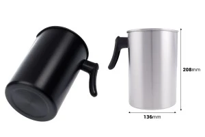 Aluminum pot 3000 ml in silver or black color with handle-2