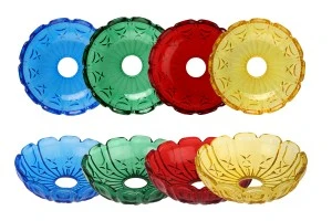 Bobèche en verre 118x34 avec trou central de 26 mm pour bougeoirs et lustres de différentes couleurs-1