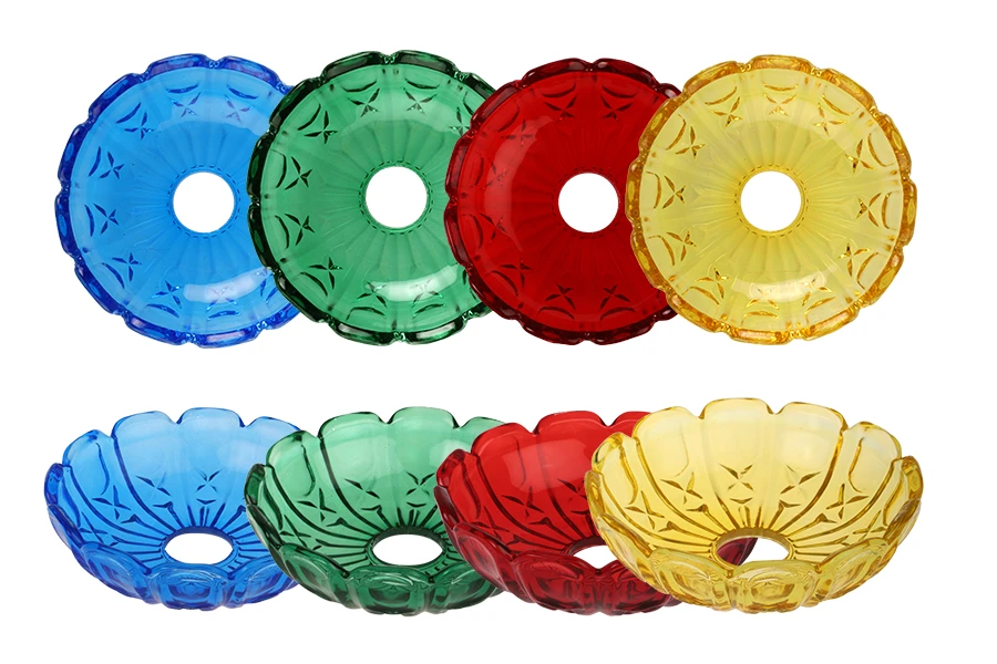 Glass bobeche 118x34 with 26 mm center hole for candlesticks and chandeliers in various colors