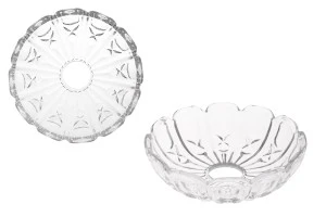 Piatto in vetro trasparente 118x34 mm con foro centrale (26 mm) per candelieri e lampadari-1