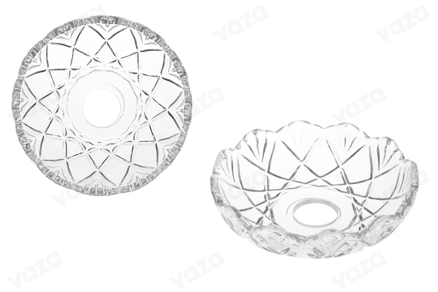 Bobèche en verre transparent 120x30 avec trou central de 26 mm pour bougeoirs et lustres-photo_produit